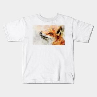 Red Fox Watercolor Portrait 01 Kids T-Shirt